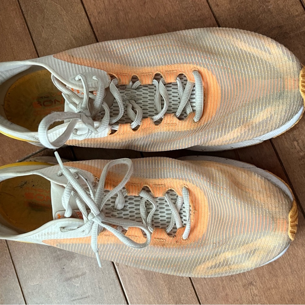 Mens Orange and White Athletic Shoes